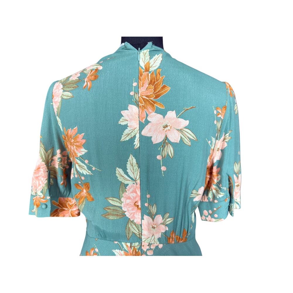 Petal & Pup Frampton Floral Maxi Dress NWT Size 6 Teal Pink Button Front - Picture 4 of 11